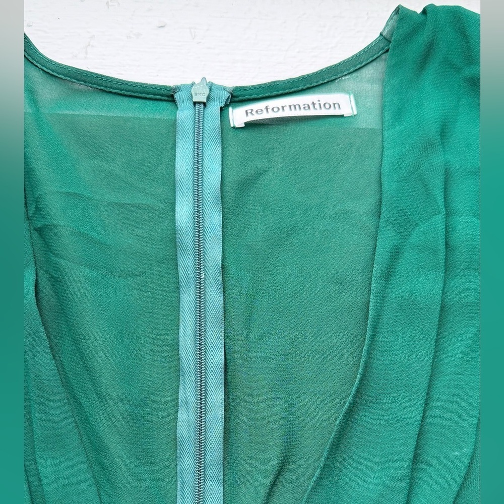 Reformation Laurelei Mini Dress Dark Green Size 4 - Picture 5 of 10